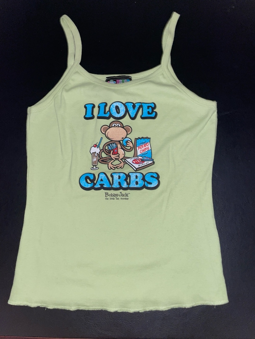 Bobby Jack I Love Carbs Tank Top Girls Size Large L 11-13yo NWOT